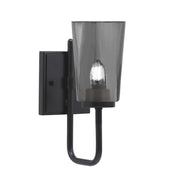 Toltec Sandia 4.5in 1-Light Wall Sconce | Modern Matte Black and Smoke Bubble Glass | Bathroom & Hallway Accent Light | Model 6221-MB-262
