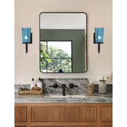 Toltec Sandia 1-Light Wall Sconce | Modern Matte Black and Blue Gradient Glass | Bathroom & Hallway | 4.5 x 7.25 x 11.5 in | Model 6221-MB-265