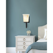 Toltec Sandia 7in 1-Light Wall Sconce | Modern Matte Black and Natural Stone Shade | Bedroom & Hallway Accent Light | Model 6221-MB-4128