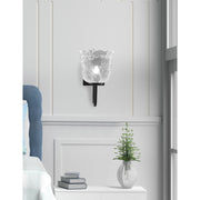 Toltec Sandia 7in 1-Light Wall Sconce | Modern Matte Black and Clear Lava Glass | Bedroom & Hallway Accent Light | Model 6221-MB-4230