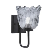 Toltec Sandia 7in 1-Light Wall Sconce | Modern Matte Black and Smoke Lava Glass | Bedroom & Hallway Accent Light | Model 6221-MB-4232