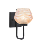 Toltec Sandia 1-Light Wall Sconce | Modern Matte Black Steel and Amber Textured Glass | Hallway & Bathroom Accent | 6 x 10 in | Model 6221-MB-4623