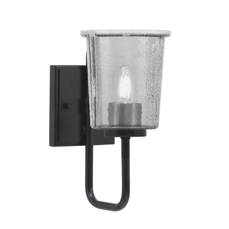 Toltec Sandia 1-Light Wall Sconce | Modern Matte Black and Smoke Bubble Glass | Bathroom & Hallway | 5 x 7.5 x 10.5 in | Model 6221-MB-5032
