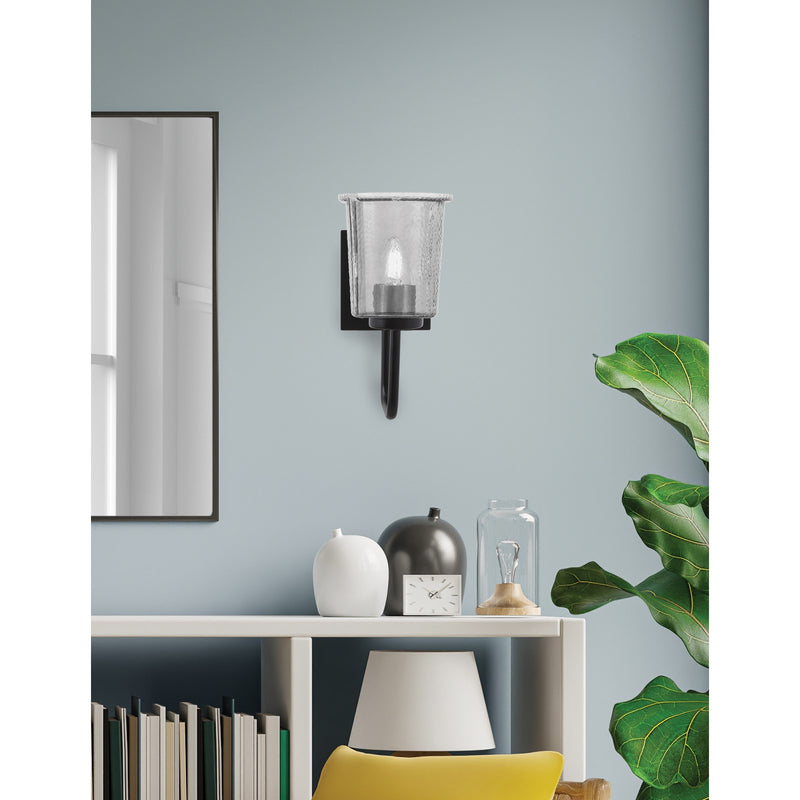 Toltec Sandia 1-Light Wall Sconce | Modern Matte Black and Smoke Bubble Glass | Bathroom & Hallway | 5 x 7.5 x 10.5 in | Model 6221-MB-5032