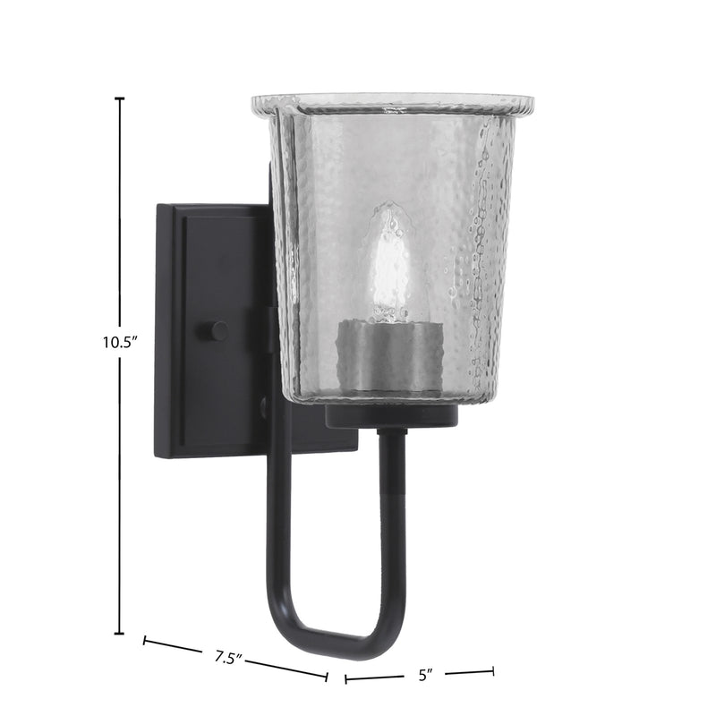 Toltec Sandia 1-Light Wall Sconce | Modern Matte Black and Smoke Bubble Glass | Bathroom & Hallway | 5 x 7.5 x 10.5 in | Model 6221-MB-5032