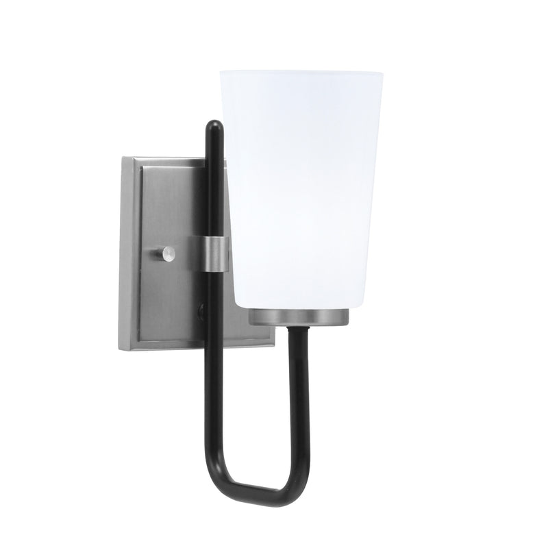Toltec Sandia 1-Light Wall Sconce | Modern Matte Black & Graphite and White Opal Glass | Bathroom & Hallway | Model 6221-MBGP-261