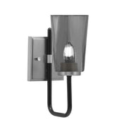 Toltec Sandia 1-Light Wall Sconce | Modern Matte Black & Graphite and Smoke Bubble Glass | Bathroom & Hallway | Model 6221-MBGP-262