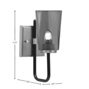 Toltec Sandia 1-Light Wall Sconce | Modern Matte Black & Graphite and Smoke Bubble Glass | Bathroom & Hallway | Model 6221-MBGP-262