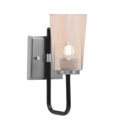 Toltec Sandia 1-Light Wall Sconce | Modern Matte Black & Graphite and Amber Gradient Glass | Bathroom & Hallway | Model 6221-MBGP-263