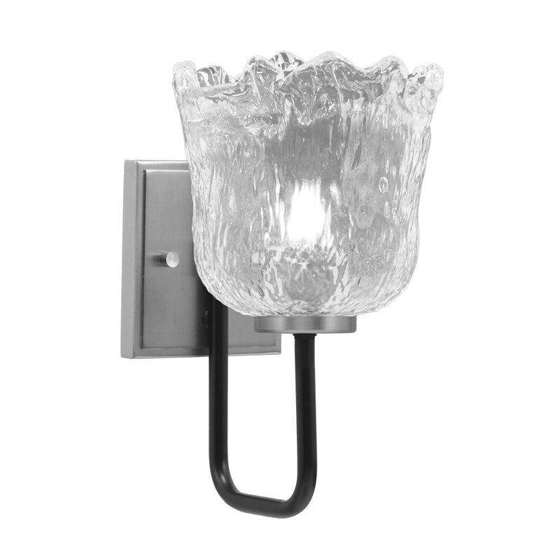 Toltec Sandia 11in 1-Light Wall Sconce | Modern Matte Black and Graphite with Clear Lava Glass | Bathroom & Hallway | Model 6221-MBGP-4230