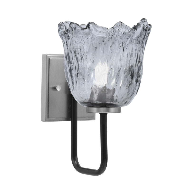Toltec Sandia 11in 1-Light Wall Sconce | Modern Matte Black and Graphite Smoke Lava Glass | Bedroom & Hallway Accent Light | Model 6221-MBGP-4232