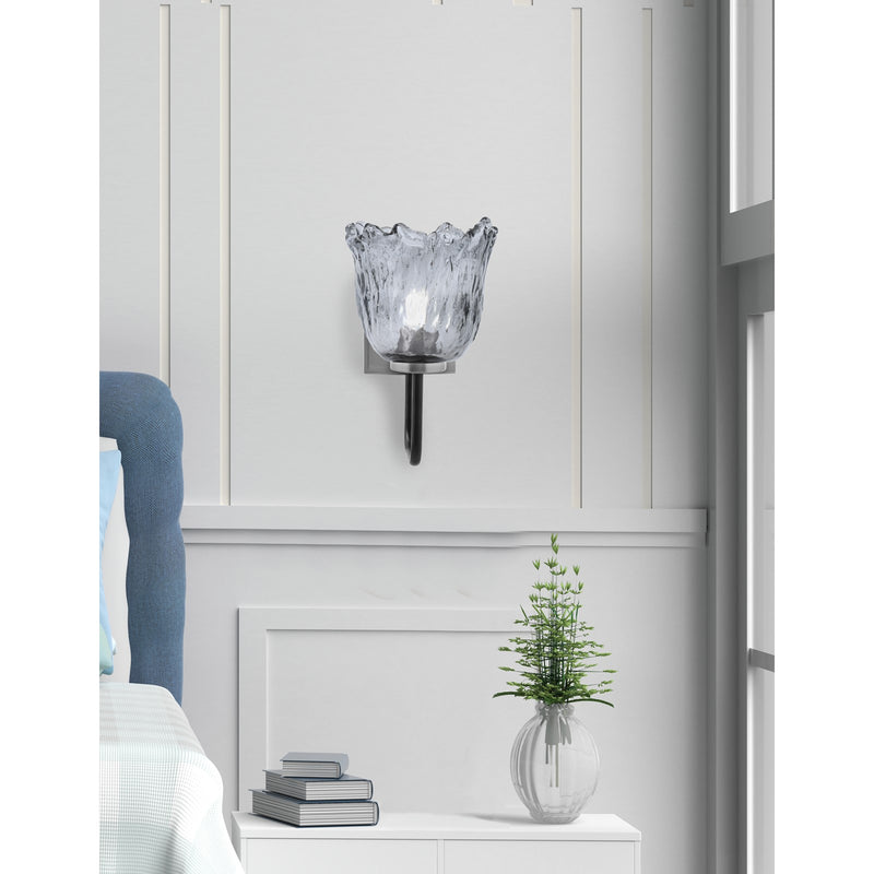 Toltec Sandia 11in 1-Light Wall Sconce | Modern Matte Black and Graphite Smoke Lava Glass | Bedroom & Hallway Accent Light | Model 6221-MBGP-4232