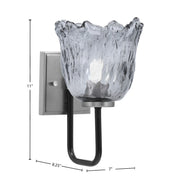 Toltec Sandia 11in 1-Light Wall Sconce | Modern Matte Black and Graphite Smoke Lava Glass | Bedroom & Hallway Accent Light | Model 6221-MBGP-4232