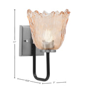Toltec Sandia 11in 1-Light Wall Sconce | Modern Matte Black and Graphite Amber Lava Glass | Bedroom & Hallway Accent Light | Model 6221-MBGP-4233