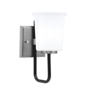 Toltec Sandia 10.5in 1-Light Wall Sconce | Modern Matte Black and Graphite with White Opal Glass | Bathroom & Hallway | Model 6221-MBGP-5031