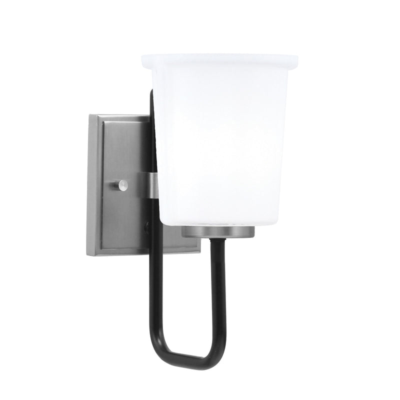 Toltec Sandia 10.5in 1-Light Wall Sconce | Modern Matte Black and Graphite with White Opal Glass | Bathroom & Hallway | Model 6221-MBGP-5031