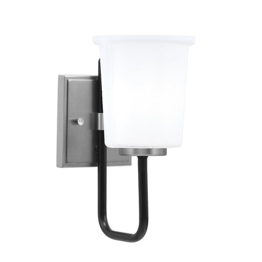 Toltec Sandia 10.5in 1-Light Wall Sconce | Modern Matte Black and Graphite with White Opal Glass | Bathroom & Hallway | Model 6221-MBGP-5031