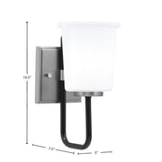 Toltec Sandia 10.5in 1-Light Wall Sconce | Modern Matte Black and Graphite with White Opal Glass | Bathroom & Hallway | Model 6221-MBGP-5031