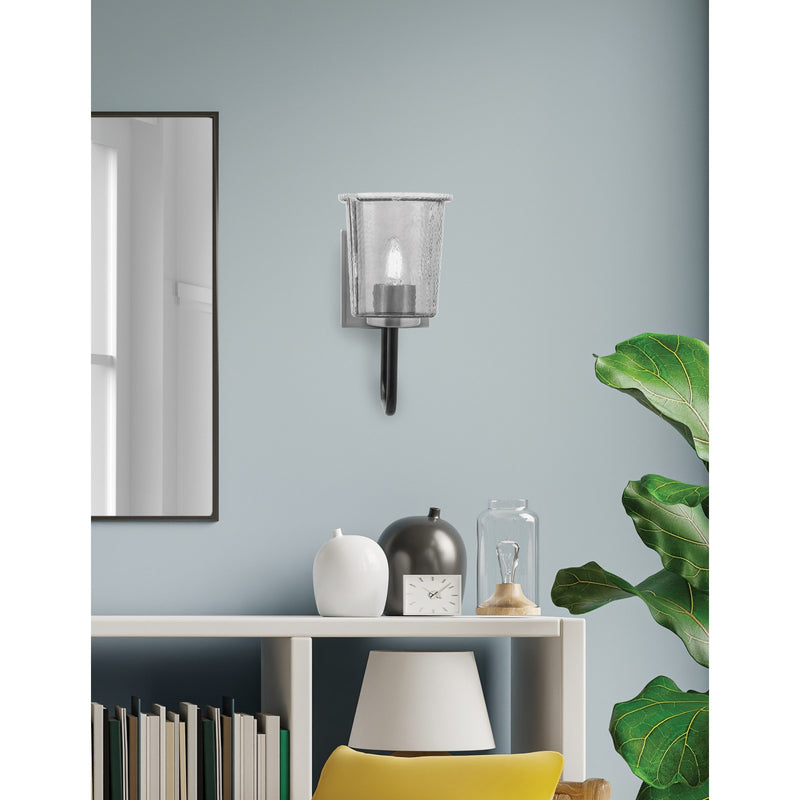 Toltec Sandia 10.5in 1-Light Wall Sconce | Modern Matte Black and Graphite with Smoke Bubble Glass | Bathroom & Hallway | Model 6221-MBGP-5032