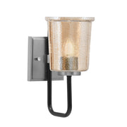 Toltec Sandia 10.5in 1-Light Wall Sconce | Modern Matte Black and Graphite with Amber Bubble Glass | Bathroom & Hallway | Model 6221-MBGP-5033
