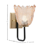 Toltec Sandia 11in 1-Light Wall Sconce | Modern Matte Black and New Age Brass Amber Lava Glass | Bedroom & Hallway Accent | Model 6221-MBNAB-4233