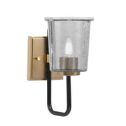 Toltec Sandia 10.5in 1-Light Wall Sconce | Modern Matte Black and New Age Brass Smoke Bubble Glass | Bedroom & Hallway | Model 6221-MBNAB-5032