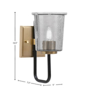 Toltec Sandia 10.5in 1-Light Wall Sconce | Modern Matte Black and New Age Brass Smoke Bubble Glass | Bedroom & Hallway | Model 6221-MBNAB-5032