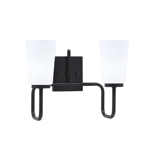 Toltec Sandia 2-Light Bath Bar | Modern Matte Black Steel and White Opal Glass | Bathroom Vanity & Powder Room | 7.25 x 11.5 in | Model 6222-MB-261