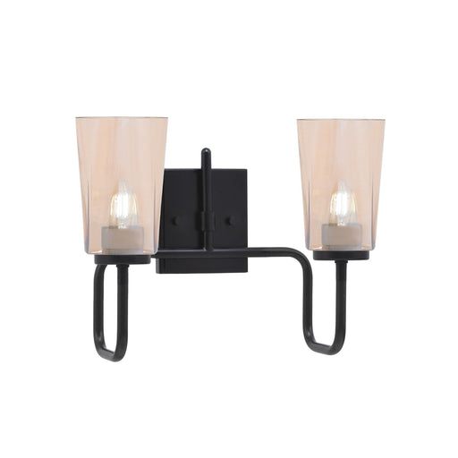Toltec Sandia 2-Light Bath Bar | Modern Matte Black Steel and Amber Gradient Glass | Bathroom Vanity & Powder Room | 7.25 x 11.5 in | Model 6222-MB-263