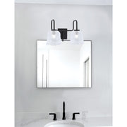 Toltec Sandia 2-Light Bath Bar | Modern Matte Black Steel and Clear Lava Glass | Bathroom Vanity & Powder Room | 8.25 x 11.5 in | Model 6222-MB-4230