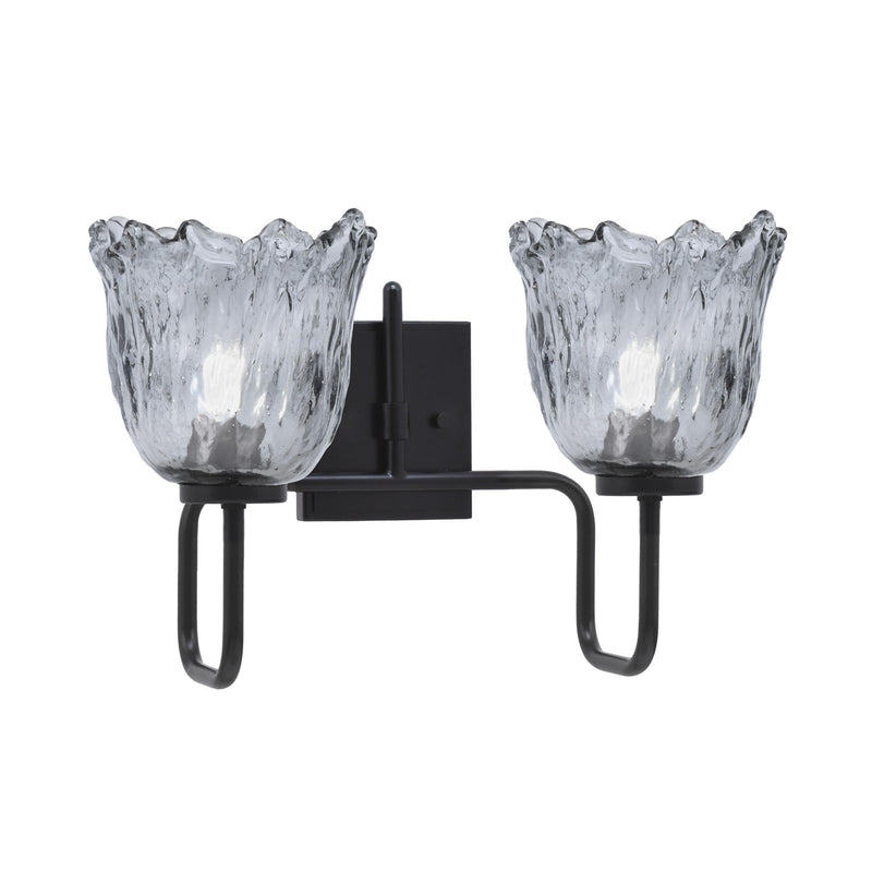 Toltec Sandia 2-Light Bath Bar | Modern Matte Black and Smoke Lava Glass | Bathroom Vanity & Powder Room | 8.25 x 11.5 in | Model 6222-MB-4232