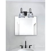 Toltec Sandia 2-Light Bath Bar | Modern Matte Black and Smoke Lava Glass | Bathroom Vanity & Powder Room | 8.25 x 11.5 in | Model 6222-MB-4232