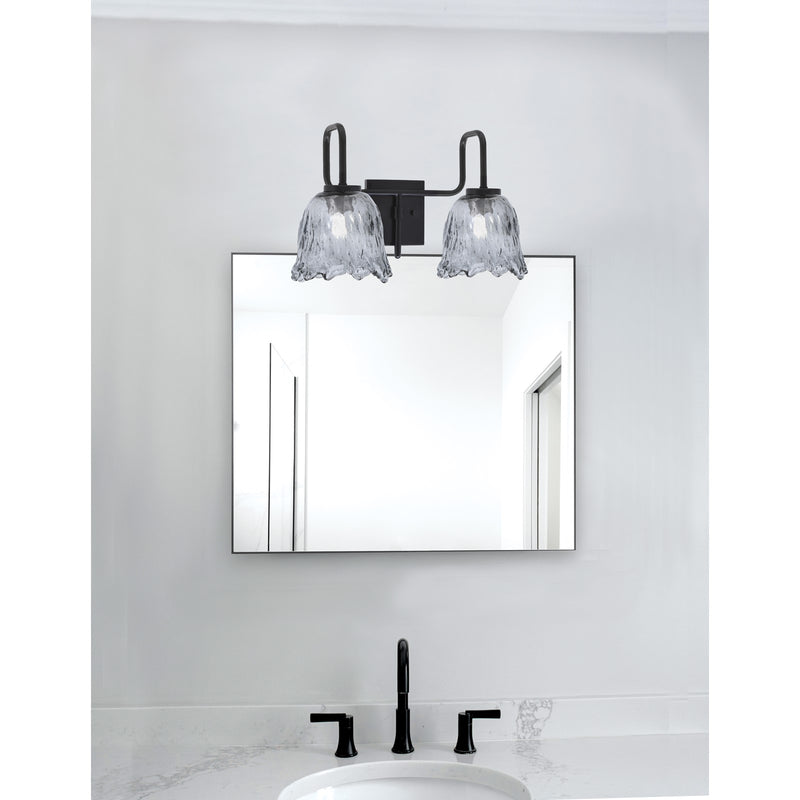 Toltec Sandia 2-Light Bath Bar | Modern Matte Black and Smoke Lava Glass | Bathroom Vanity & Powder Room | 8.25 x 11.5 in | Model 6222-MB-4232