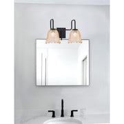 Toltec Sandia 2-Light Bath Bar | Modern Matte Black and Amber Lava Glass | Bathroom Vanity & Powder Room | 8.25 x 11.5 in | Model 6222-MB-4233