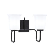Toltec Sandia 2-Light Bath Bar | Modern Matte Black Steel and White Opal Glass | Bathroom Vanity & Powder Room | 7.5 x 10.5 in | Model 6222-MB-5031