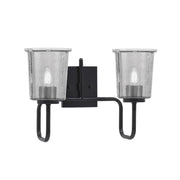 Toltec Sandia 2-Light Bath Bar | Modern Matte Black Steel and Smoke Bubble Glass | Bathroom Vanity & Powder Room | 7.5 x 10.5 in | Model 6222-MB-5032