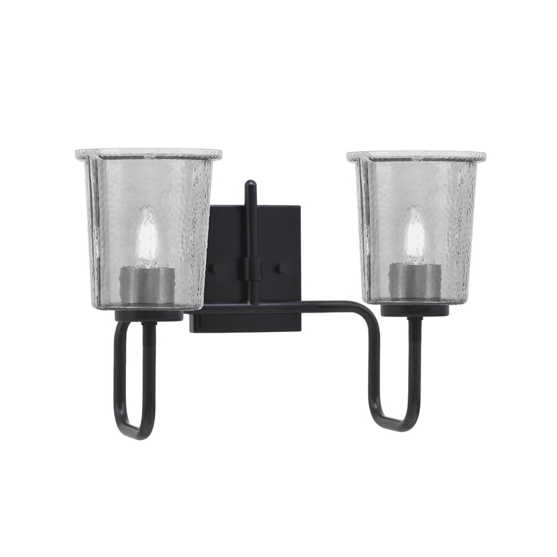 Toltec Sandia 2-Light Bath Bar | Modern Matte Black Steel and Smoke Bubble Glass | Bathroom Vanity & Powder Room | 7.5 x 10.5 in | Model 6222-MB-5032