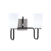 Toltec Sandia 2-Light Bath Bar | Modern Matte Black & Graphite and White Opal Glass | Bathroom Vanity & Powder Room | 7.25 x 11.5 in | Model 6222-MBGP-261