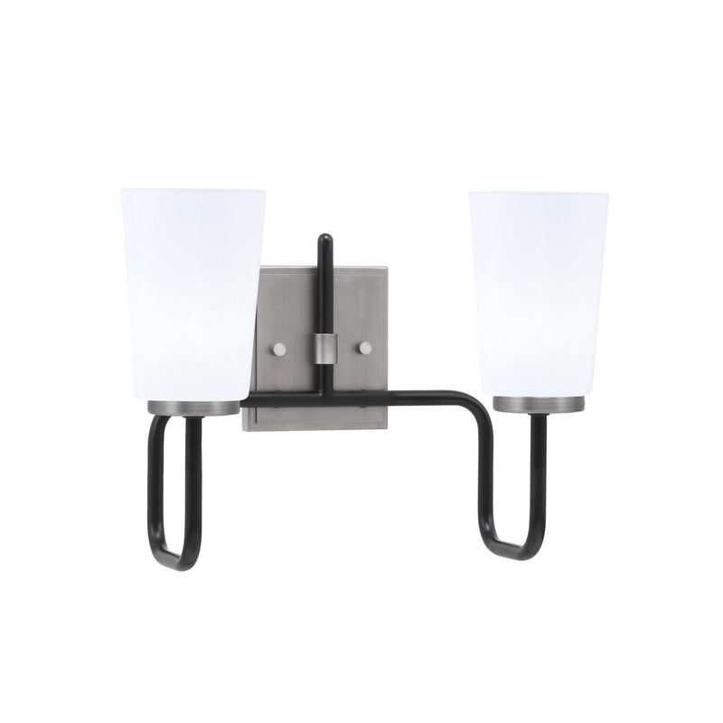 Toltec Sandia 2-Light Bath Bar | Modern Matte Black & Graphite and White Opal Glass | Bathroom Vanity & Powder Room | 7.25 x 11.5 in | Model 6222-MBGP-261
