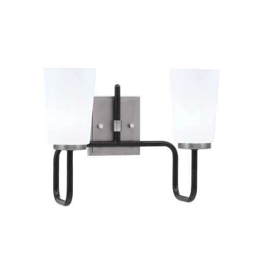 Toltec Sandia 2-Light Bath Bar | Modern Matte Black & Graphite and White Opal Glass | Bathroom Vanity & Powder Room | 7.25 x 11.5 in | Model 6222-MBGP-261