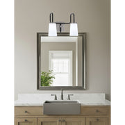 Toltec Sandia 2-Light Bath Bar | Modern Matte Black & Graphite and White Opal Glass | Bathroom Vanity & Powder Room | 7.25 x 11.5 in | Model 6222-MBGP-261
