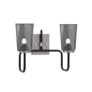 Toltec Sandia 2-Light Bath Bar | Modern Matte Black & Graphite and Smoke Bubble Glass | Bathroom Vanity & Powder Room | 7.25 x 11.5 in | Model 6222-MBGP-262
