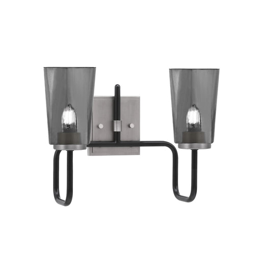 Toltec Sandia 2-Light Bath Bar | Modern Matte Black & Graphite and Smoke Bubble Glass | Bathroom Vanity & Powder Room | 7.25 x 11.5 in | Model 6222-MBGP-262