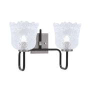 Toltec Sandia 2-Light Bath Bar | Matte Black & Graphite Steel and Clear Lava Glass | Bathroom Vanity & Powder Room | 8.25 x 11.5 in | Model 6222-MBGP-4230
