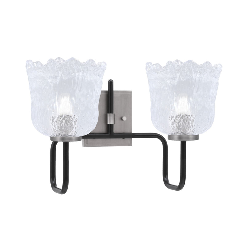 Toltec Sandia 2-Light Bath Bar | Matte Black & Graphite Steel and Clear Lava Glass | Bathroom Vanity & Powder Room | 8.25 x 11.5 in | Model 6222-MBGP-4230