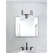 Toltec Sandia 2-Light Bath Bar | Matte Black & Graphite Steel and Clear Lava Glass | Bathroom Vanity & Powder Room | 8.25 x 11.5 in | Model 6222-MBGP-4230