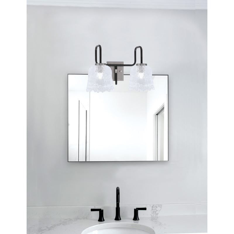 Toltec Sandia 2-Light Bath Bar | Matte Black & Graphite Steel and Clear Lava Glass | Bathroom Vanity & Powder Room | 8.25 x 11.5 in | Model 6222-MBGP-4230