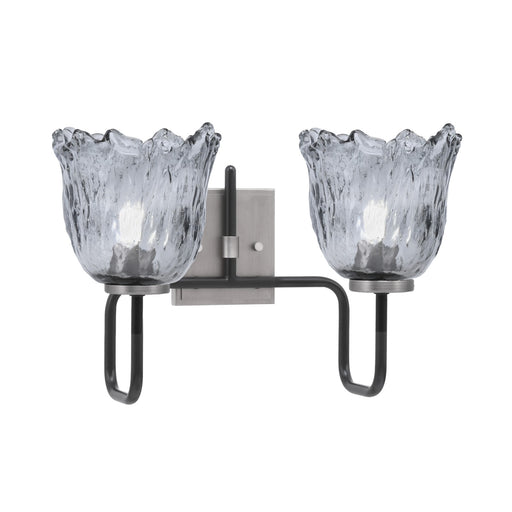 Toltec Sandia 2-Light Bath Bar | Matte Black & Graphite Steel and Smoke Lava Glass | Bathroom Vanity & Powder Room | 8.25 x 11.5 in | Model 6222-MBGP-4232