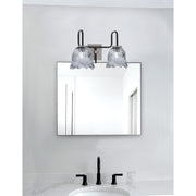 Toltec Sandia 2-Light Bath Bar | Matte Black & Graphite Steel and Smoke Lava Glass | Bathroom Vanity & Powder Room | 8.25 x 11.5 in | Model 6222-MBGP-4232