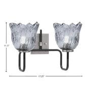 Toltec Sandia 2-Light Bath Bar | Matte Black & Graphite Steel and Smoke Lava Glass | Bathroom Vanity & Powder Room | 8.25 x 11.5 in | Model 6222-MBGP-4232